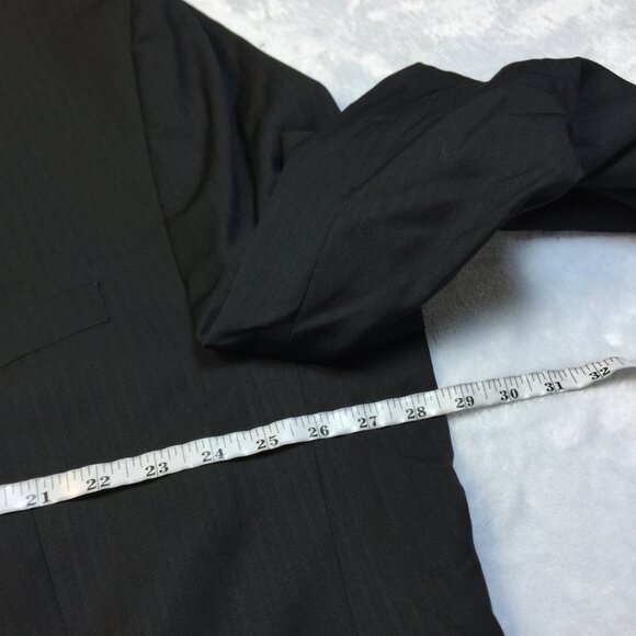 New! Michael Strahan Jacket Blazer Mens 56L Black Striped Wool Classic Fit - Picture 9 of 16